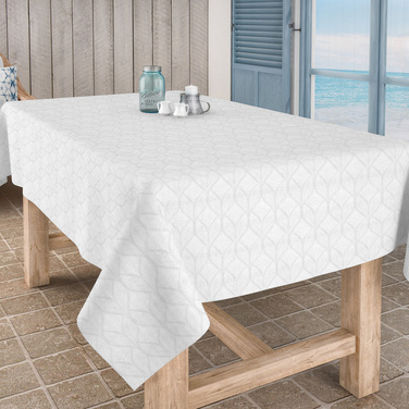 Скатертина Aitana textil Manno Blanco в рулоні, жаккард, ширина 140 см