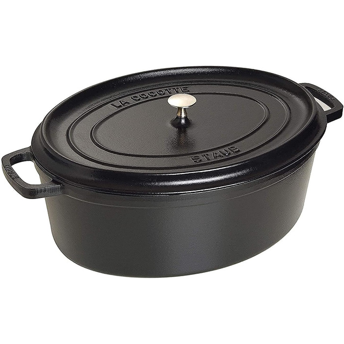 Чавунна жаровня/кокот STAUB, овальна 6,7 л, (31 см, чорна)