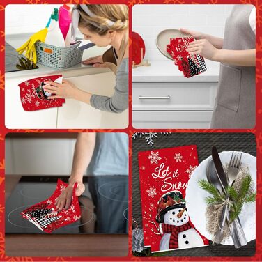 Набір з 2 різдвяних кухонний рушників 43 x 66 см, червоний YUNHENTONG