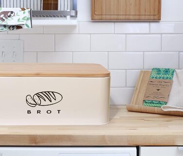 Хлібниця з кришкою 42 х 23 х 16 см бежевий Theo&Cleo