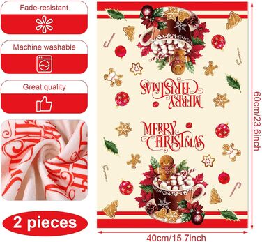 Набір з 2 різдвяних кухонних рушників  60 x 40 см, червоний та зелений Gosknor