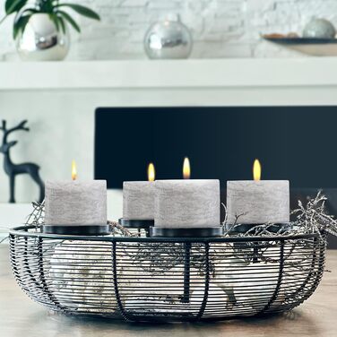 Набір із 4 свічок-стійок Brandsseller 7 x 10 см фарбовані та виготовлені з парафіну сільські свічки з тривалим часом горіння декоративні свічки для прикраси столу, Різдва та вечірок (7 x 7,5 см набір із 4 шт. , світло-сірі)