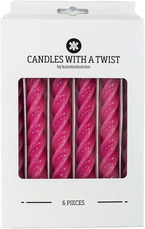 Свічки з крученим конусом, зроблені в Італії, доступні 25 кольорів, лаковані настільні свічки, спіральні свічки з тривалим часом горіння 5 годин, декоративні свічки, 6 шт. , 2,2 x 21 см (малина)