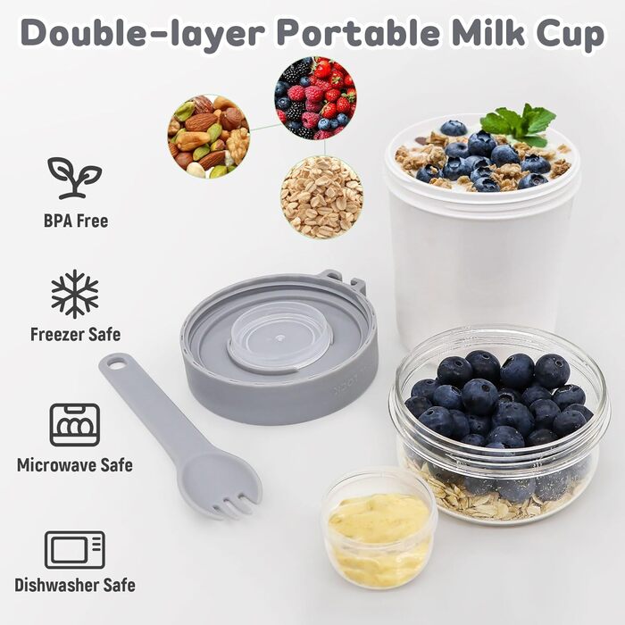 Стаканчик для пластівців 870 мл з ложкою та щіточкою, білий Forbabe