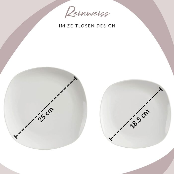 СПІВАЧКА Білий обідній сервіз Bilgola, порцеляновий набір посуду з 30 предметів на 6 персон, набір тарілок округлого дизайну, обідня тарілка (комбінований сервіз 16 шт. )