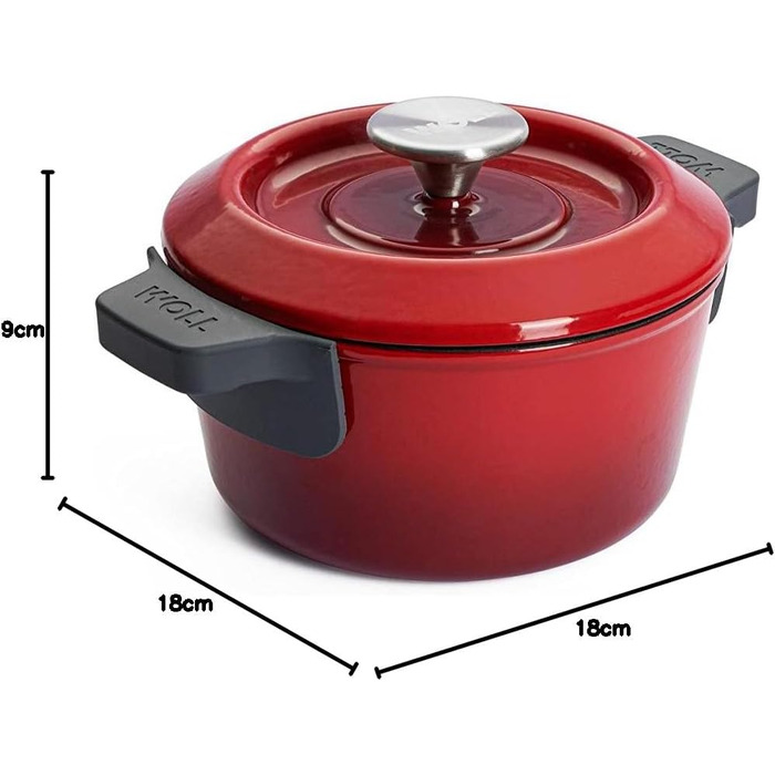 Чавунна каструля Ø 24 см, синього кольору, з кришкою та силіконовими ручками Емальований чавун, підходить для індукції та духовки для всіх типів плит Ø 24 см, висота 11 см, 4,2 літра (Чилі Червоний, Ø 18 см, висота 9 см, 1,8 літра)