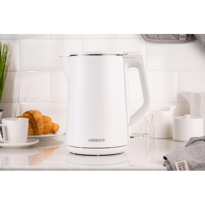 ARDESTO Електрочайник EKL-X50/1.5 л/2200 Вт/подвійні стінки/Strix контроль/білий