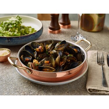 Сковорода для подачі 22*5 см, 1500 мл, кругла, мідне покриття GenWare