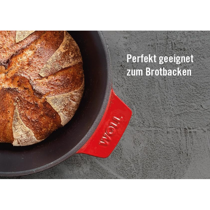 Чавунна каструля синього кольору з кришкою та силіконовими ручками 24 см Woll