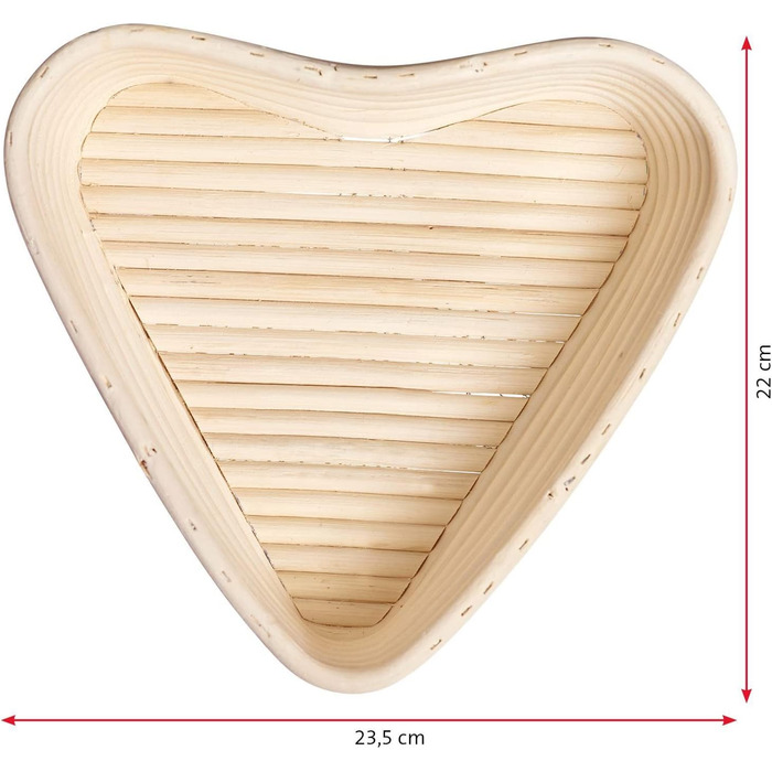 Кошик для вистоювання Westmark, для тіста для хліба 1500-2000 г, овальний, довжина приблизно 40 см, ротангова тростина, світло-бежева, 32022270 (набір з 2 шт. - декор, форма серця)