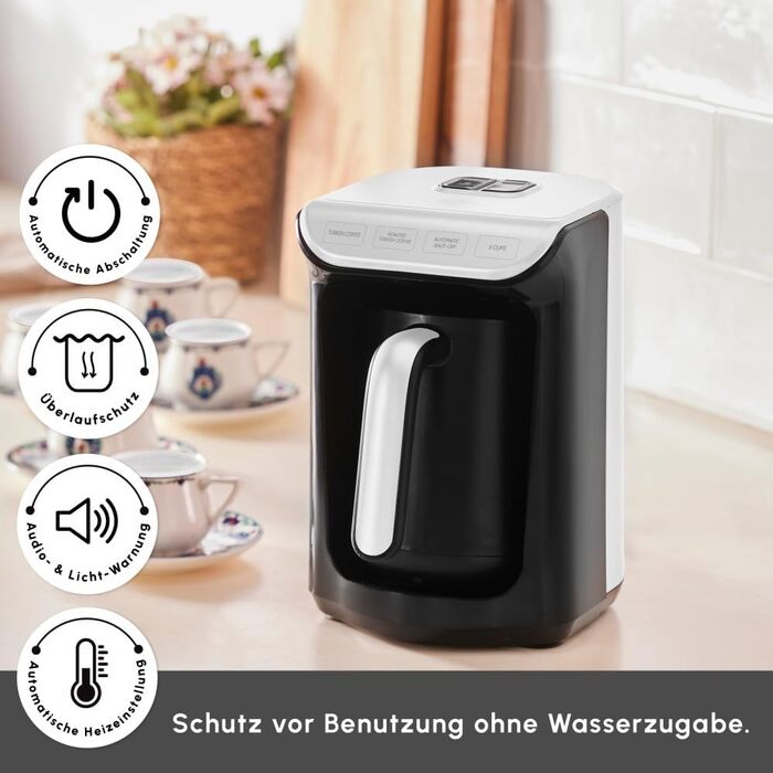 Кавоварка на 5 чашок, 535 Вт, чорно-біла Hatır Köz Karaca