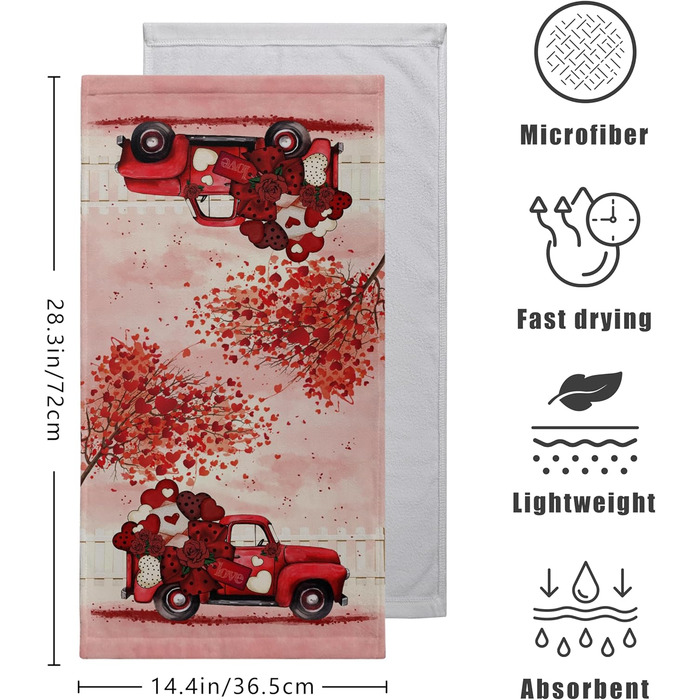 Різдвяні кухонні рушники Kwlegh, рушник для рук, різдвяна ялинка, цукерка-тростина, сніжинка, рушник для пальців, набір з 2 шт. , милий чоловічий банний рушник, високопоглинаючі рушники, 36 x (серце-ялинка-вантажівка)