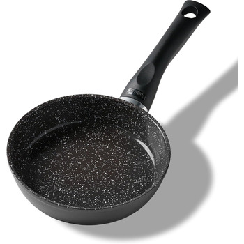 Керамічна сковорода STONELINE з кришкою. Керамічна сковорода. Індукційна антипригарна сковорода. Керамічне покриття з частинками справжнього каменю, сковорода без PFAS, для всіх типів плит, підходить для духовки (16 см)