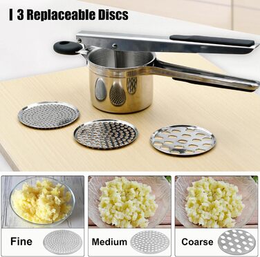 Прес для картоплі з 3 змінними ріжучими пластинами, сріблястий BSDLZCH