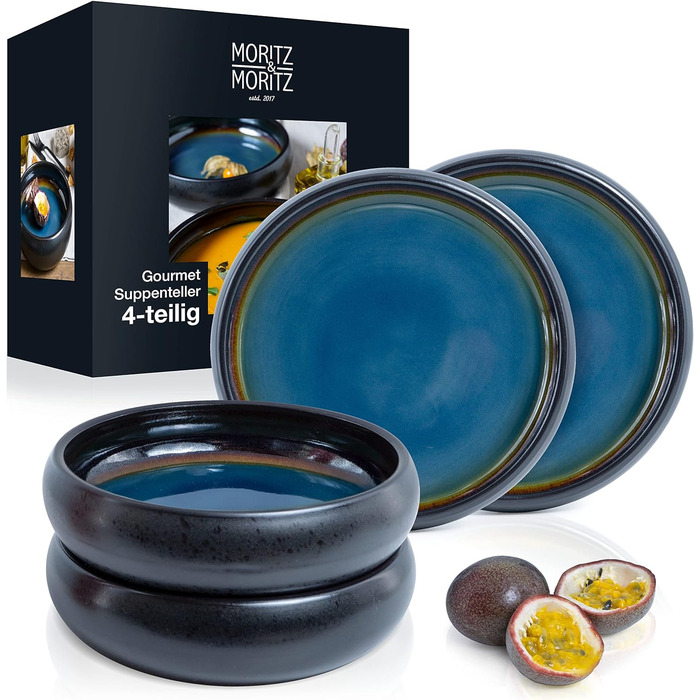 Супова тарілка Moritz & Moritz SOLID 4 шт. з кераміки 19 см керамічна миска для супу, локшини, салату або мюслі 4 великі миски