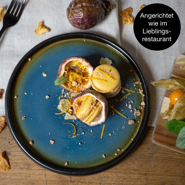 Набір з 4 десертних тарілок 21 см, синя реактивна глазур Moritz & Moritz