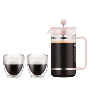 Френч-прес рожевий і 2 чашки, набір 3 предмета, Bistro Bodum