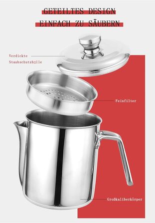 Сепаратор для відокремлення жиру 1,3 л з кришкою, нержавіюча сталь YITAIYUAN