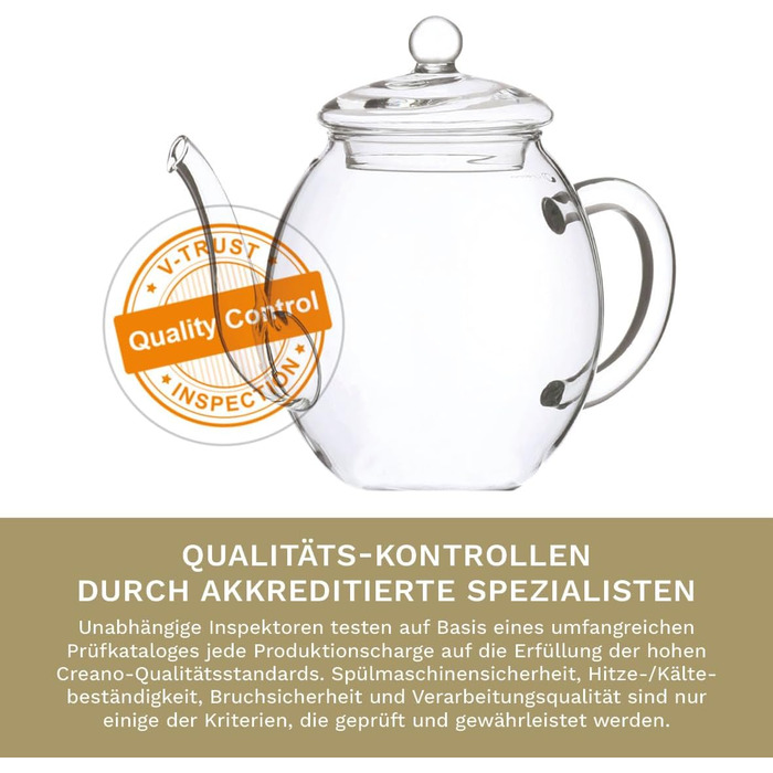 Чайник заварочный стеклянный с крышкой 0,5 л Creano