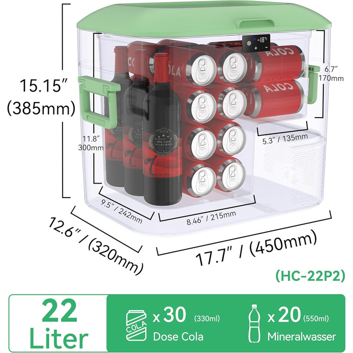 Компресорний автохолодильник 22 л зелений B BINGI