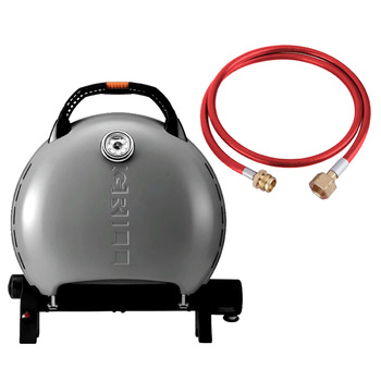 КОМПЛЕКТ Портативний переносний газовий гриль O-GRILL 600T, срібло + шланг в подарунок! Код: 011681