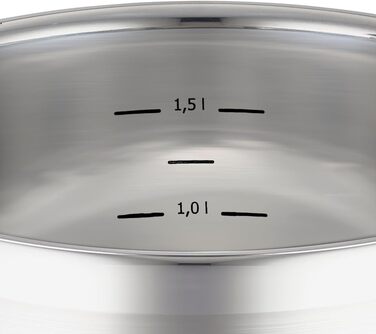 Універсальний набір каструль RSLE CHARM високої якості з 3 каструлями та 1 каструлею, нержавіюча сталь 18/10, скляна кришка, внутрішня вага, підходить для індукційних плит, можна мити в посудомийній машині (16 см, каструля)