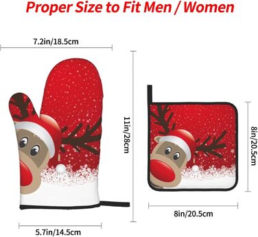 Рождественский набор из 2 прихваток и 2 перчаток для духовки, 4 предмета, красный AAPIKA