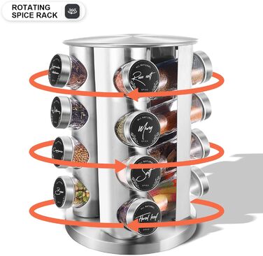 Стойка для специй с 16 круглыми банками для специй Miorkly