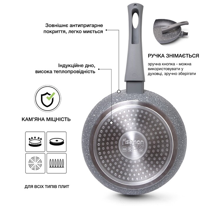 Сковорідка для смаження Fissman ROCK STONE 20x4,5 см (4362)