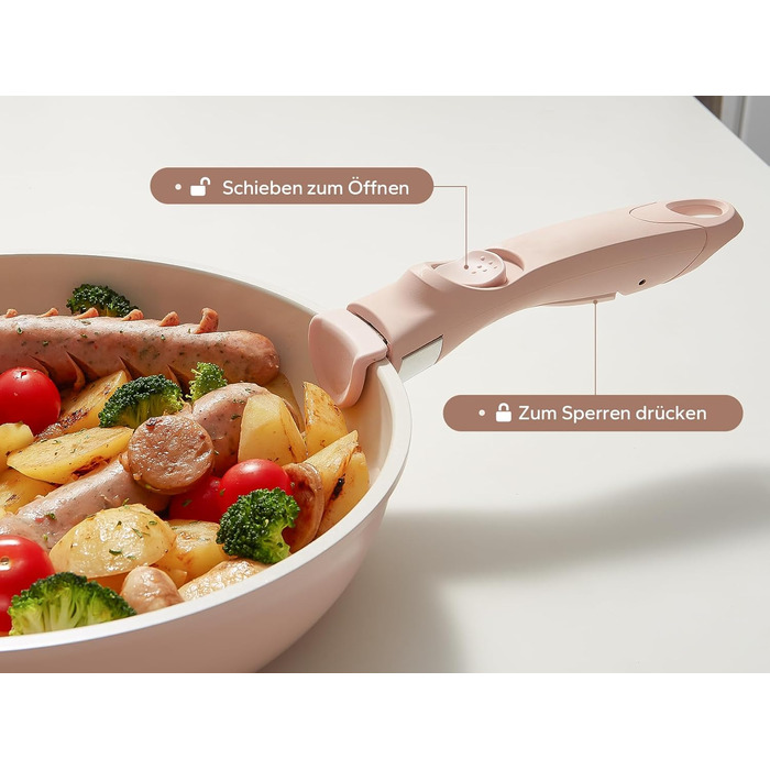 Набор кухонной посуды с керамическим антипригарным покрытием, 16 предметов, розовый Redchef