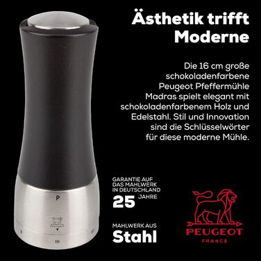 Ручне регулювання помелу u'Select, висота 16 см, 36140 (млин для перцю, шоколад)