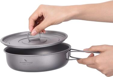 Кемпінгова сковорода з антипригарним покриттям з кришкою та складними ручками 19 см. iBasingo