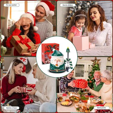 Різдвяна кружка, з ручками у формі цукерок та ложкою у формі ялинки 400 мл. ZONSUSE