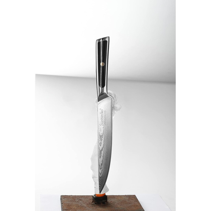 Ніж для хліба Sunnecko 20 см із зазубреним краєм, дамаський ніж для хліба, гострий кухонний ніж з лезом з дамаської сталі, ніж для різання хліба з ручкою G10