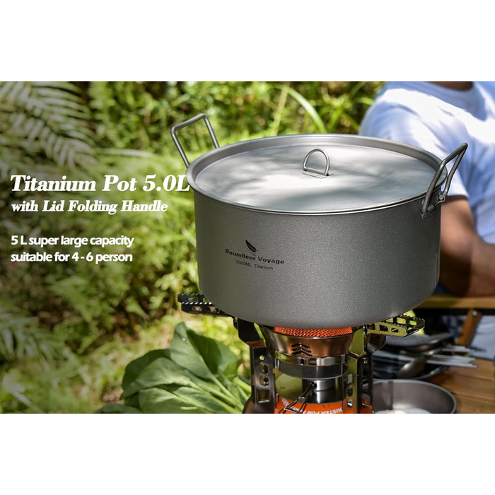 Титанова каструля для кемпінгу 5 л Boundless Voyage