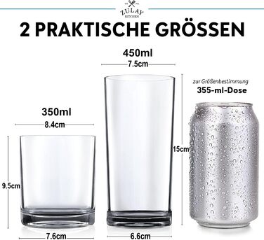 Набір пластикових склянок 350 мл та 450 мл, 8 предметів Zulay