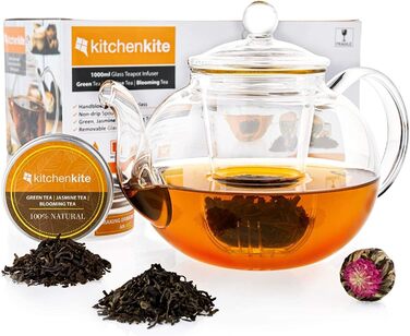 Скляний чайник із вставкою сітчастого фільтра та кришкою Kitchen Kite