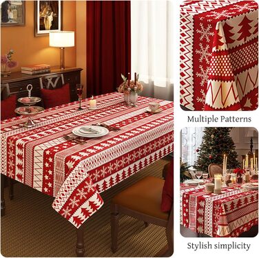 Скатертина для столу, 140 x 180 см, різдвяна червона DBAILY