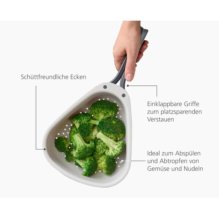 Друшляк зі складними ручками, великий Droplet Joseph Joseph