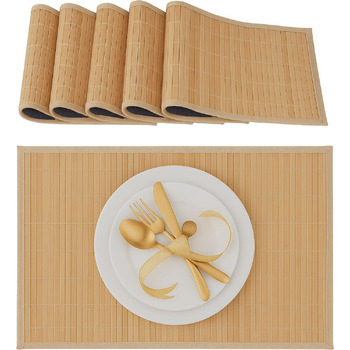 Набір із 6 сервірувальних килимків 45 x 30 см, бамбук Relaxdays