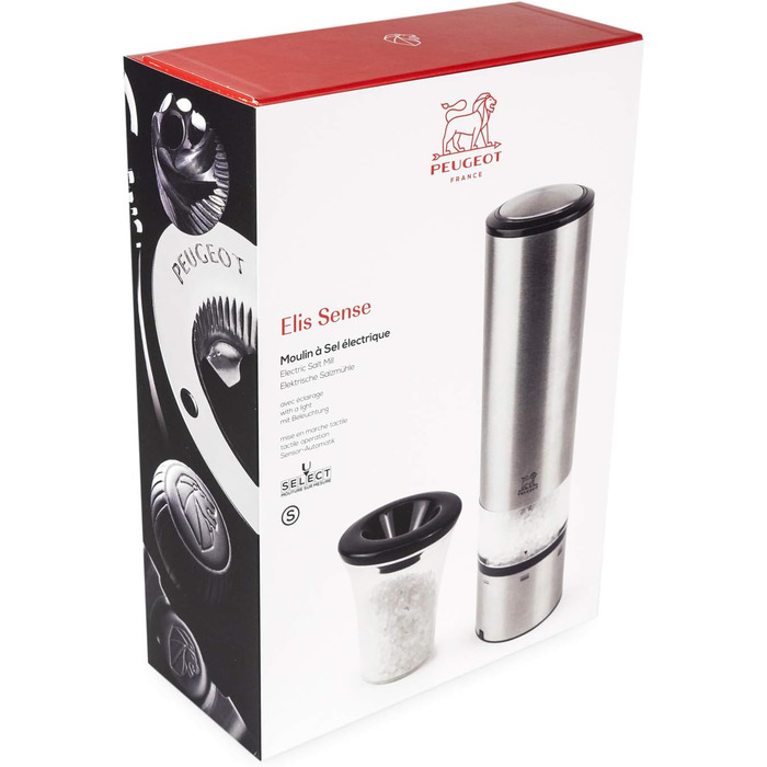 Электрическая мельница для перца соляная мельница Elis Sense u'Select 20 см перец каменная соль лоток - 6 предустановленных помолов - Изготовлен из нержавеющей стали (соляная мельница)