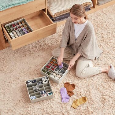 Набір з 4 органайзерів для шкарпеток і спідньої білизни, світло-сірий Lifewit