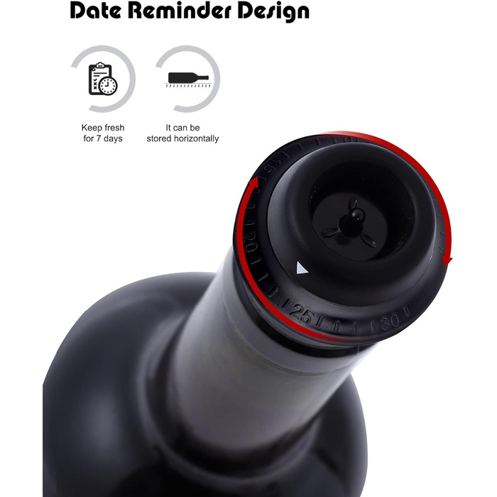 Автоматический винный насос WIWONEY с 1 перезаряжаемым вакуумным насосом и 4 винными пробками для вакуума и 1 зарядным кабелем типа C (черные силиконы)