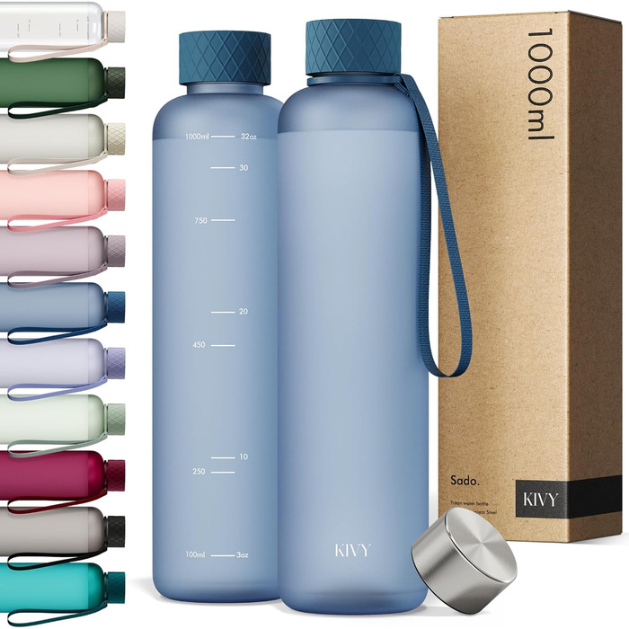 Пляшка для води 1 л тританова, синя KIVY