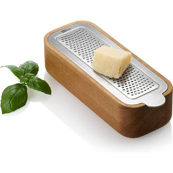 Терка дрібна з дерев'яним контейнером для збору, прямокутна, срібляста AdHoc