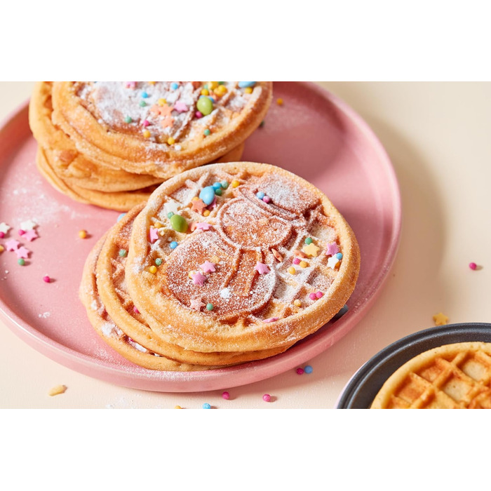 Міні-вафельниця з принтом сніговика 550 Вт, рожева Bestron