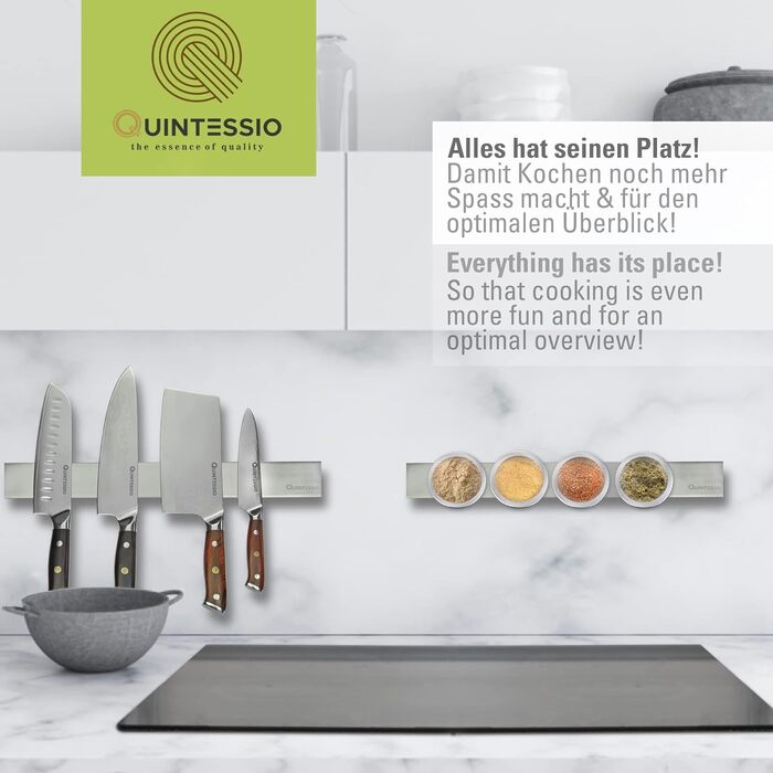 Магнітний тримач для ножів 40 см, сріблястий QUINTESSIO