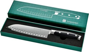Ніж для чищення овочів linoroso 9 см Ніж для чищення овочів Гострі ножі для фруктів Кухонні ножі Маленькі кухонні ножі Німецькі поковки з вуглецевої сталі Ергономічна ручка з елегантною подарунковою коробкою - Класична серія (8-дюймовий ніж сантоку)