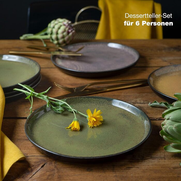 Набор посуды из 18 предметов на 6 персон Элегантная тарелка, изготовленная из высококачественного фарфора набор посуды, состоящий из 6 обеденных тарелок, 6 десертных тарелок, 6 суповых тарелок (6 маленьких тарелок)