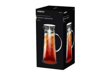 Кувшин ARDESTO с крышкой, 1400 мл, боросиликатное стекло, нержавеющая сталь